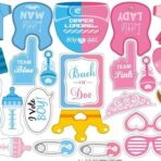 Set 30 de Accesorii pentru Petrecere, Embo, Props pentru Coltul de Poze, Gender Reveal, Tematica Baby Shower, Albastru-Roz - imagine 3