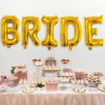 Set Baloane din Folie Metalizata, Embo, Model Scris Bride, Litere de 100 cm, Tema Iubire, Baloane Party, Ambalaj Individual, Pai Inclus, Umflare cu Aer sau Heliu, Auriu - imagine 2