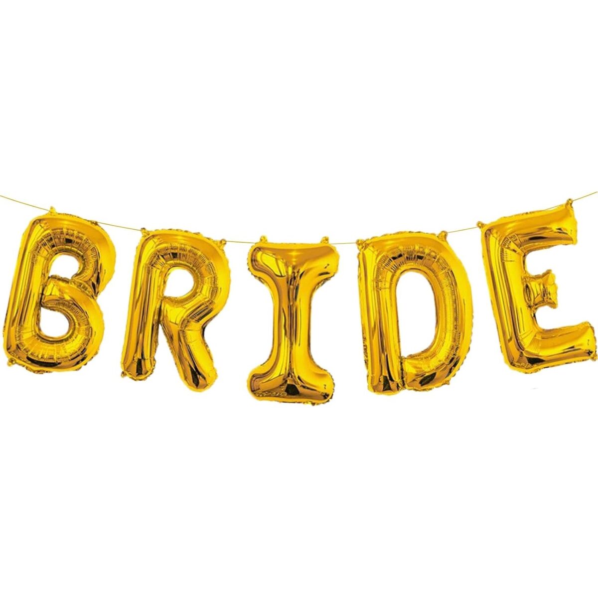 Set Baloane din Folie Metalizata, Embo, Model Scris Bride, Litere de 100 cm, Tema Iubire, Baloane Party, Ambalaj Individual, Pai Inclus, Umflare cu Aer sau Heliu, Auriu - imagine 4