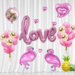 Balon din Folie Metalizata, Embo, Model Love scris de mana, 102x65 cm, Tematica Ziua Îndrăgostiților, Ambalaj Individual, Pai Inclus, Umflare cu Aer sau Heliu, Roz - imagine 3