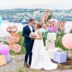 Balon din Folie Metalizata, Embo, Model Love scris de mana, 102x65 cm, Tematica Ziua Îndrăgostiților, Ambalaj Individual, Pai Inclus, Umflare cu Aer sau Heliu, Rose Gold - imagine 3