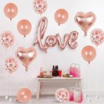 Balon din Folie Metalizata, Embo, Model Love scris de mana, 102x65 cm, Tematica Ziua Îndrăgostiților, Ambalaj Individual, Pai Inclus, Umflare cu Aer sau Heliu, Rose Gold - imagine 5
