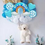 Baloane decorative tematica BABY SHOWER, Embo, ITS A BOY, pentru gender reveal, botez, set din 5 bucati, 66 x 91 cm, Albastru - imagine 2