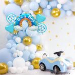 Baloane decorative tematica BABY SHOWER, Embo, ITS A BOY, pentru gender reveal, botez, set din 5 bucati, 66 x 91 cm, Albastru - imagine 3
