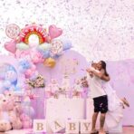 Baloane decorative tematica BABY SHOWER, Embo, ITS A GIRL, pentru gender reveal, botez, set din 5 bucati, 66 x 91 cm, Roz - imagine 3
