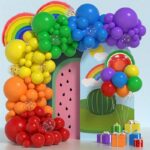 Baloane decorative pentru PETRECERE, Embo, Arcada Set MIX din 107 baloane, pentru Evenimente, Aniversari, Model Curcubeu, Rainbow, Multicolor