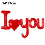 Balon din Folie Metalizata, Figurine Litere si Inima, Model I Love You, Tema Ziua Indragostitilor, 54x97 cm, Ambalaj Individual, Pai Inclus, Umflare cu Aer sau Heliu, Rosu - imagine 2