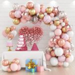 Baloane decorative Arcada, pentru Fetite, BABY SHOWER, Embo, Arcada LOVE, decorativa, set mix din 82 baloane Latex, Rose Gold
