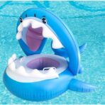 Colac de inot gonflabil pentru copii, Albastru, Model Rechin, 90 cm, Embo - imagine 2