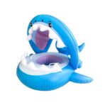 Colac de inot gonflabil pentru copii, Albastru, Model Rechin, 90 cm, Embo - imagine 3