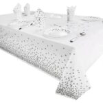 Fata de Masa, Embo, din PEVA, Imprimeu Buline, 137 x 274 cm, Impermeabila, Fara Pete, Curatare Rapida, Argintiu