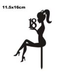 Decoratiune Topper pentru Tort, Embo, Model Fata 18 Ani, Dimensiuni 16x11.5 cm, Tematica Majorat, Negru - imagine 3