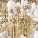 Perdea Franjurata, Embo, Model Decor Petrecere, pentru Fundal de Poze, Amenajare Colorata a Petrecerii, Dimensiune 100x200 cm, Gold Sampanie - imagine 3