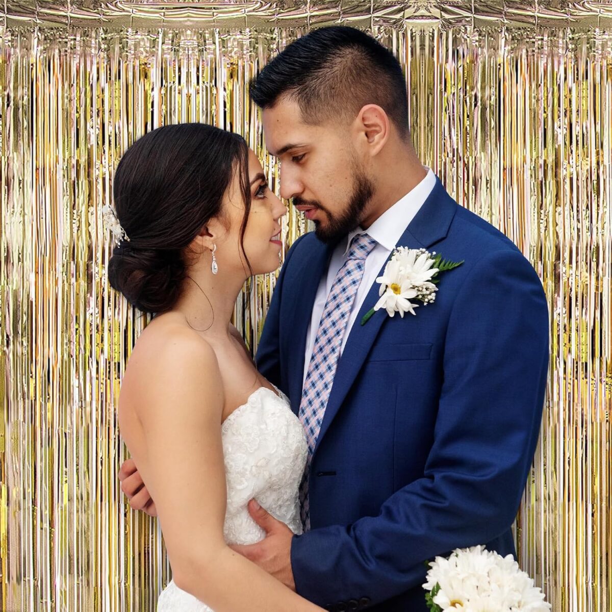 Perdea Franjurata, Embo, Model Decor Petrecere, pentru Fundal de Poze, Amenajare Colorata a Petrecerii, Dimensiune 100x200 cm, Gold Sampanie - imagine 4