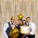 Perdea Franjurata, Embo, Model Decor Petrecere, pentru Fundal de Poze, Amenajare Colorata a Petrecerii, Dimensiune 100x200 cm, Gold Sampanie - imagine 5