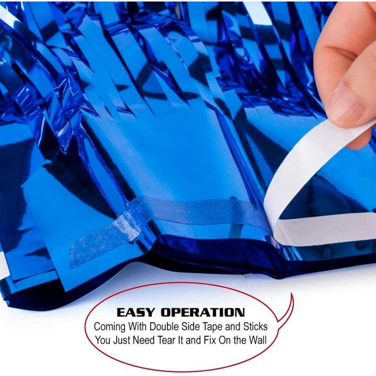 Perdea Franjurata, Embo, Model Decor Petrecere, pentru Fundal de Poze, Amenajare Colorata a Petrecerii, Dimensiune 100x200 cm, Albastru Inchis - imagine 6