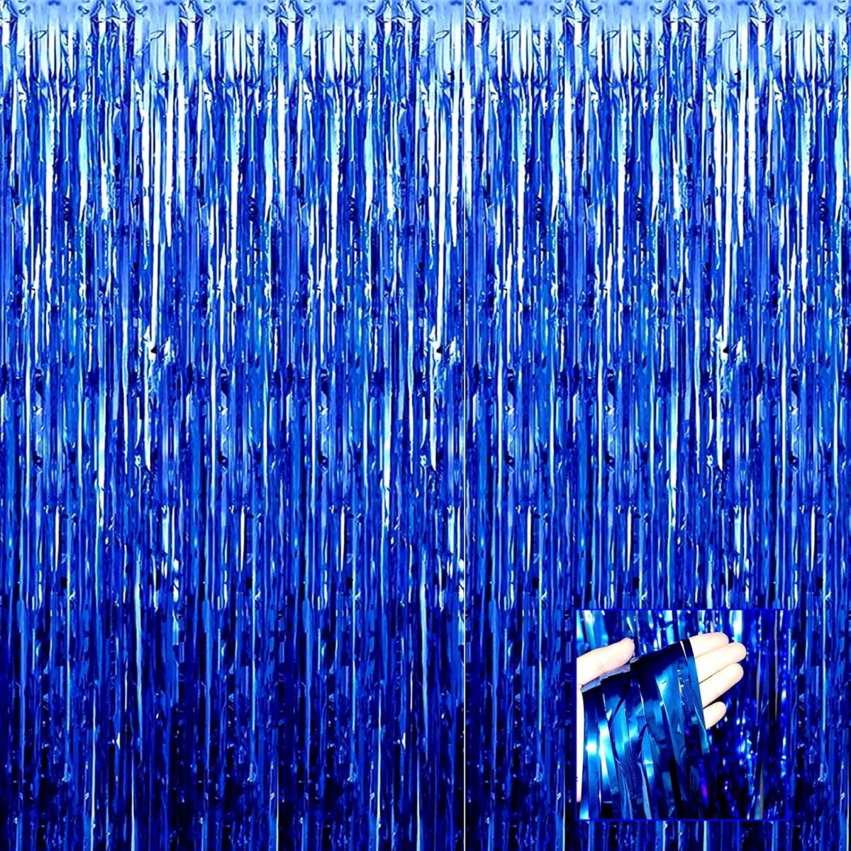 Perdea Franjurata, Embo, Model Decor Petrecere, pentru Fundal de Poze, Amenajare Colorata a Petrecerii, Dimensiune 100x200 cm, Albastru Inchis - imagine 7