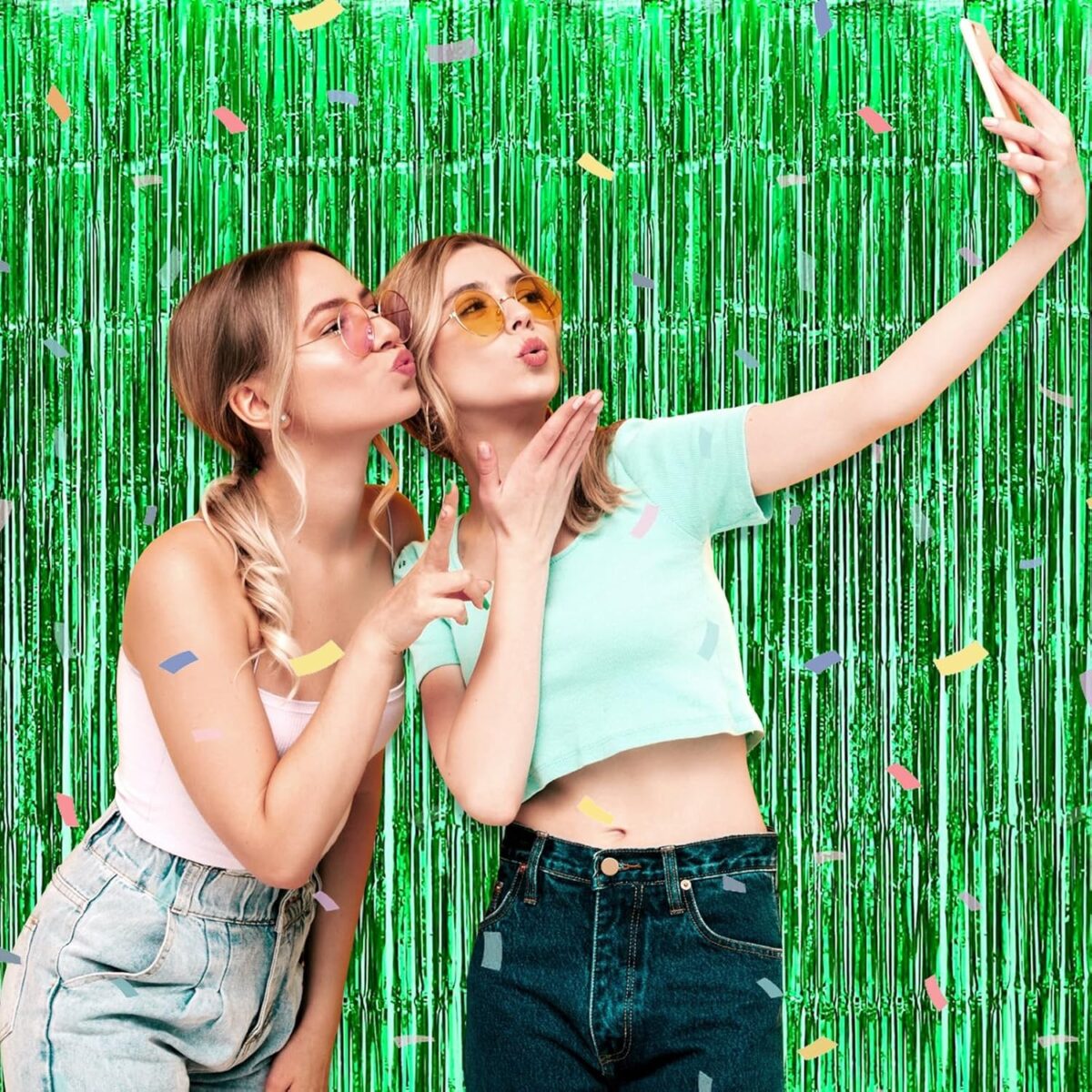 Perdea Franjurata, Embo, Model Decor Petrecere, pentru Fundal de Poze, Amenajare Colorata a Petrecerii, Dimensiune 100x200 cm, Verde - imagine 2