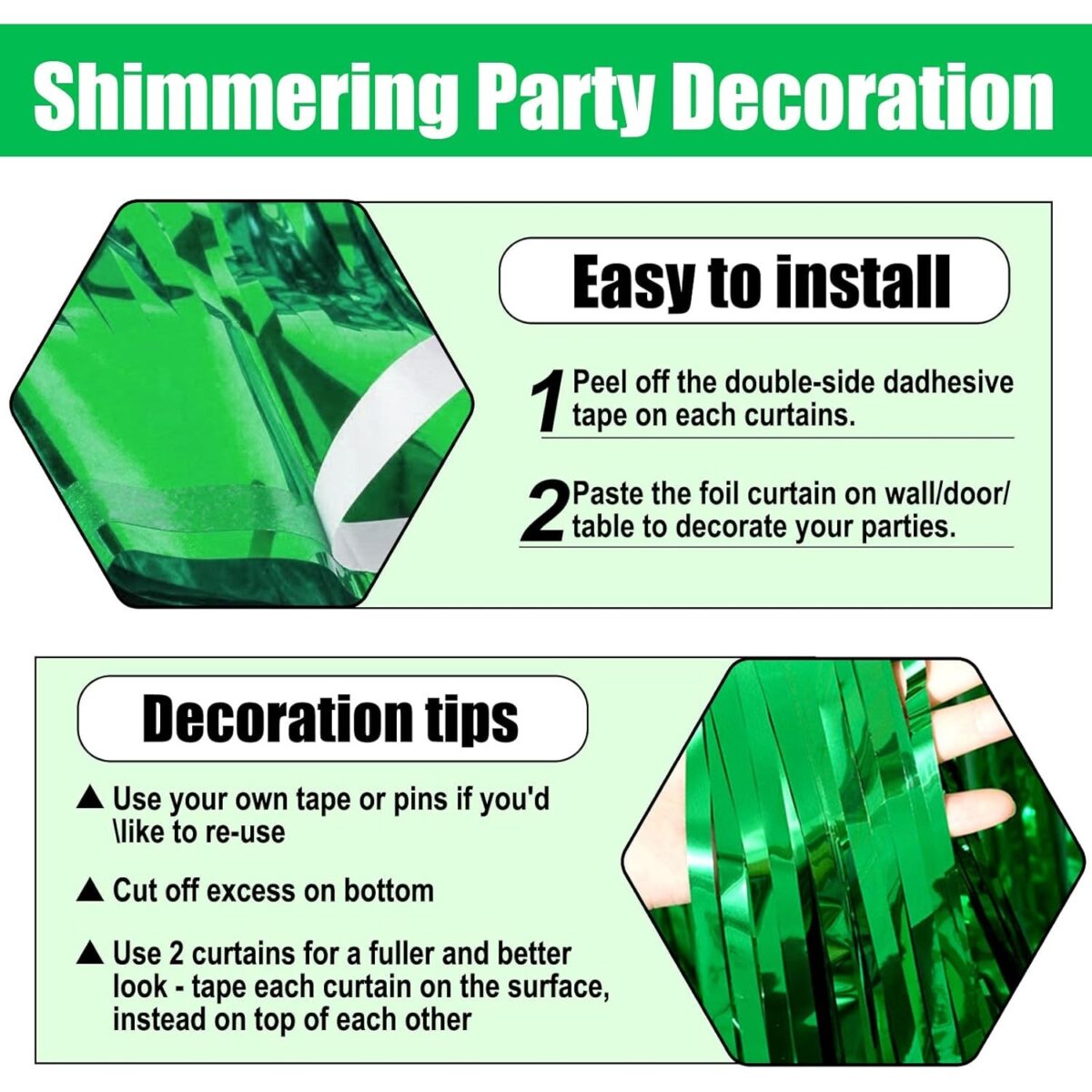 Perdea Franjurata, Embo, Model Decor Petrecere, pentru Fundal de Poze, Amenajare Colorata a Petrecerii, Dimensiune 100x200 cm, Verde - imagine 6