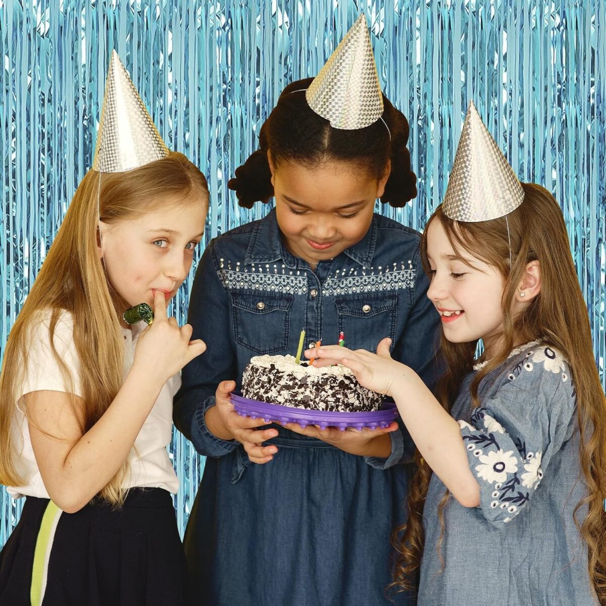 Perdea Franjurata, Embo, Model Decor Petrecere, pentru Fundal de Poze, Amenajare Colorata a Petrecerii, Dimensiune 100x200 cm, Albastru Deschis - imagine 5