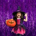 Perdea Franjurata, Embo, Model Decor Petrecere, pentru Fundal de Poze, Amenajare Colorata a Petrecerii, Dimensiune 100x200 cm, Mov - imagine 3