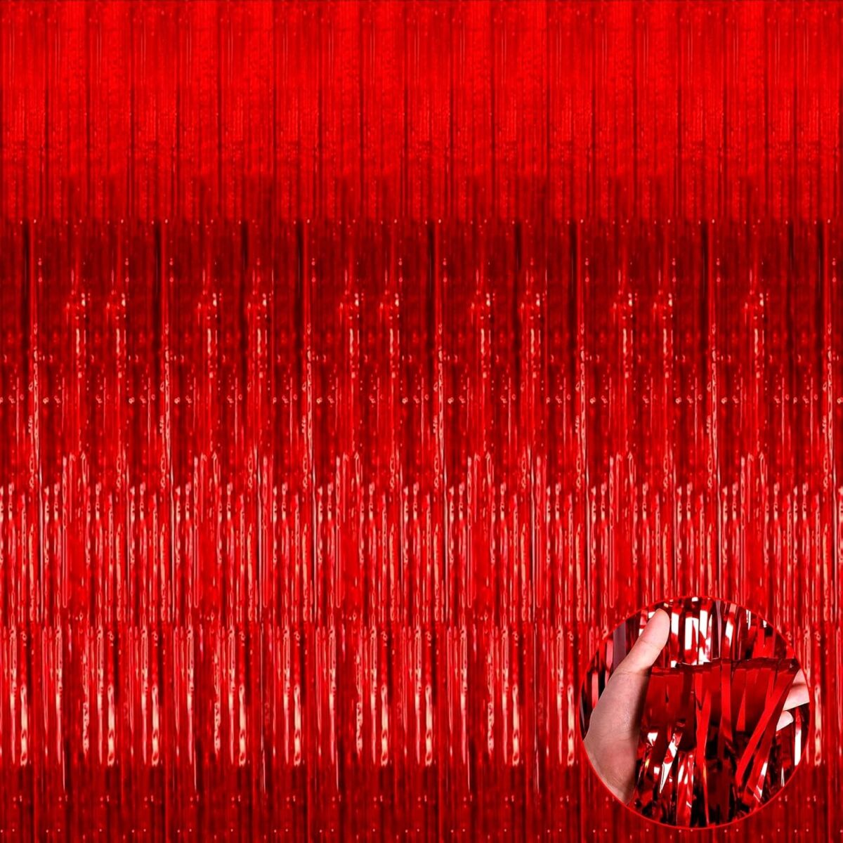 Perdea Franjurata, Embo, Model Decor Petrecere, pentru Fundal de Poze, Amenajare Colorata a Petrecerii, Dimensiune 100x200 cm, Rosu - imagine 4