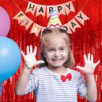 Perdea Franjurata, Embo, Model Decor Petrecere, pentru Fundal de Poze, Amenajare Colorata a Petrecerii, Dimensiune 100x200 cm, Rosu - imagine 7