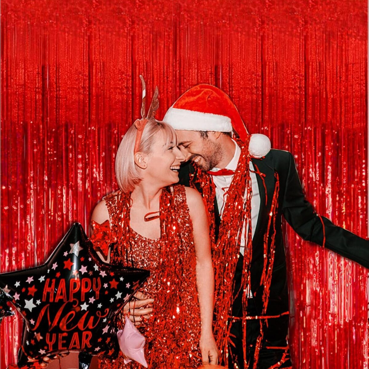 Perdea Franjurata, Embo, Model Decor Petrecere, pentru Fundal de Poze, Amenajare Colorata a Petrecerii, Dimensiune 100x200 cm, Rosu - imagine 9