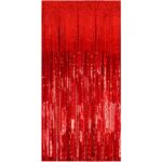 Perdea Franjurata, Embo, Model Decor Petrecere, pentru Fundal de Poze, Amenajare Colorata a Petrecerii, Dimensiune 100x200 cm, Rosu