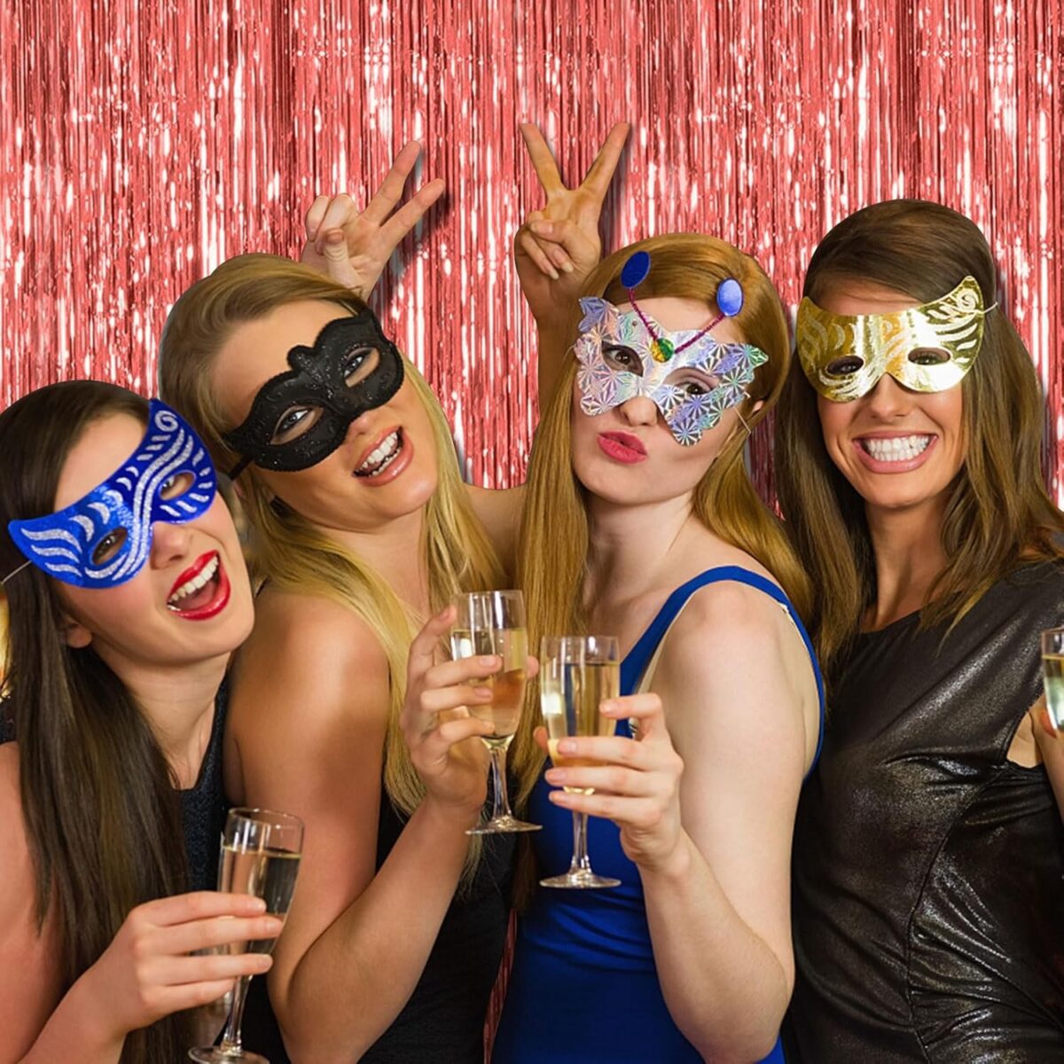 Perdea Franjurata, Embo, Model Decor Petrecere, pentru Fundal de Poze, Amenajare Colorata a Petrecerii, Dimensiune 100x200 cm, Rose Gold - imagine 6