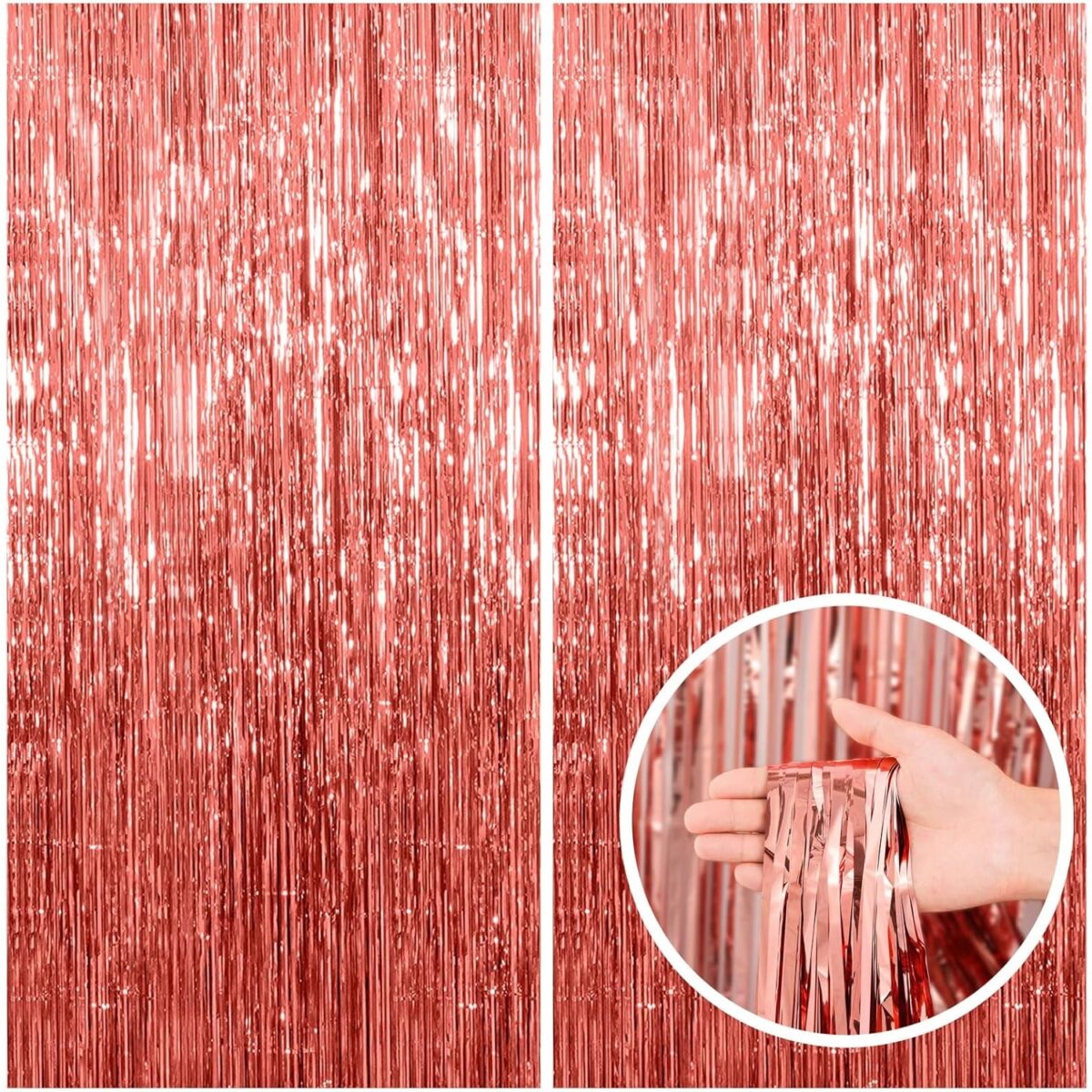 Perdea Franjurata, Embo, Model Decor Petrecere, pentru Fundal de Poze, Amenajare Colorata a Petrecerii, Dimensiune 100x200 cm, Rose Gold - imagine 7