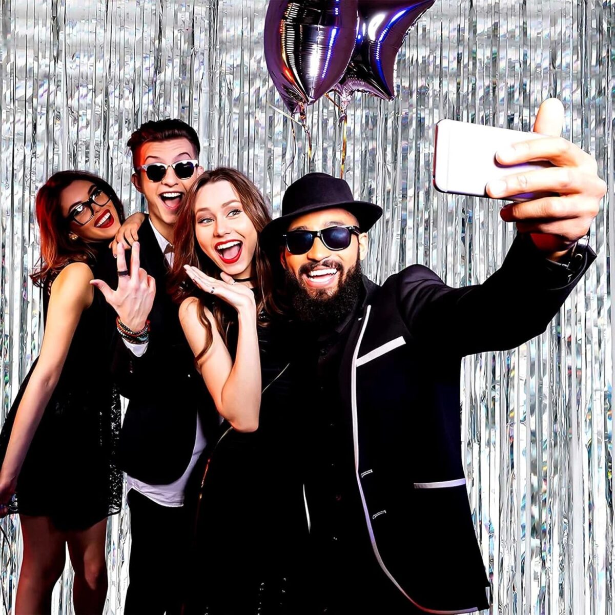 Perdea Franjurata, Embo, Model Decor Petrecere, pentru Fundal de Poze, Amenajare Colorata a Petrecerii, Dimensiune 100x200 cm, Argintiu - imagine 2