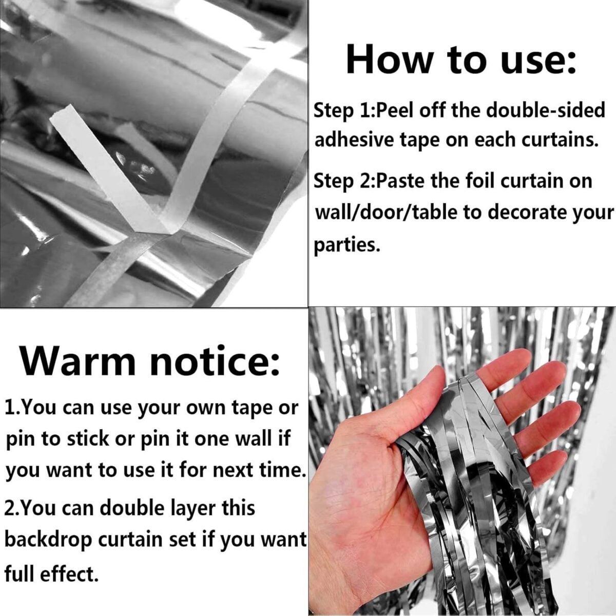 Perdea Franjurata, Embo, Model Decor Petrecere, pentru Fundal de Poze, Amenajare Colorata a Petrecerii, Dimensiune 100x200 cm, Argintiu - imagine 6