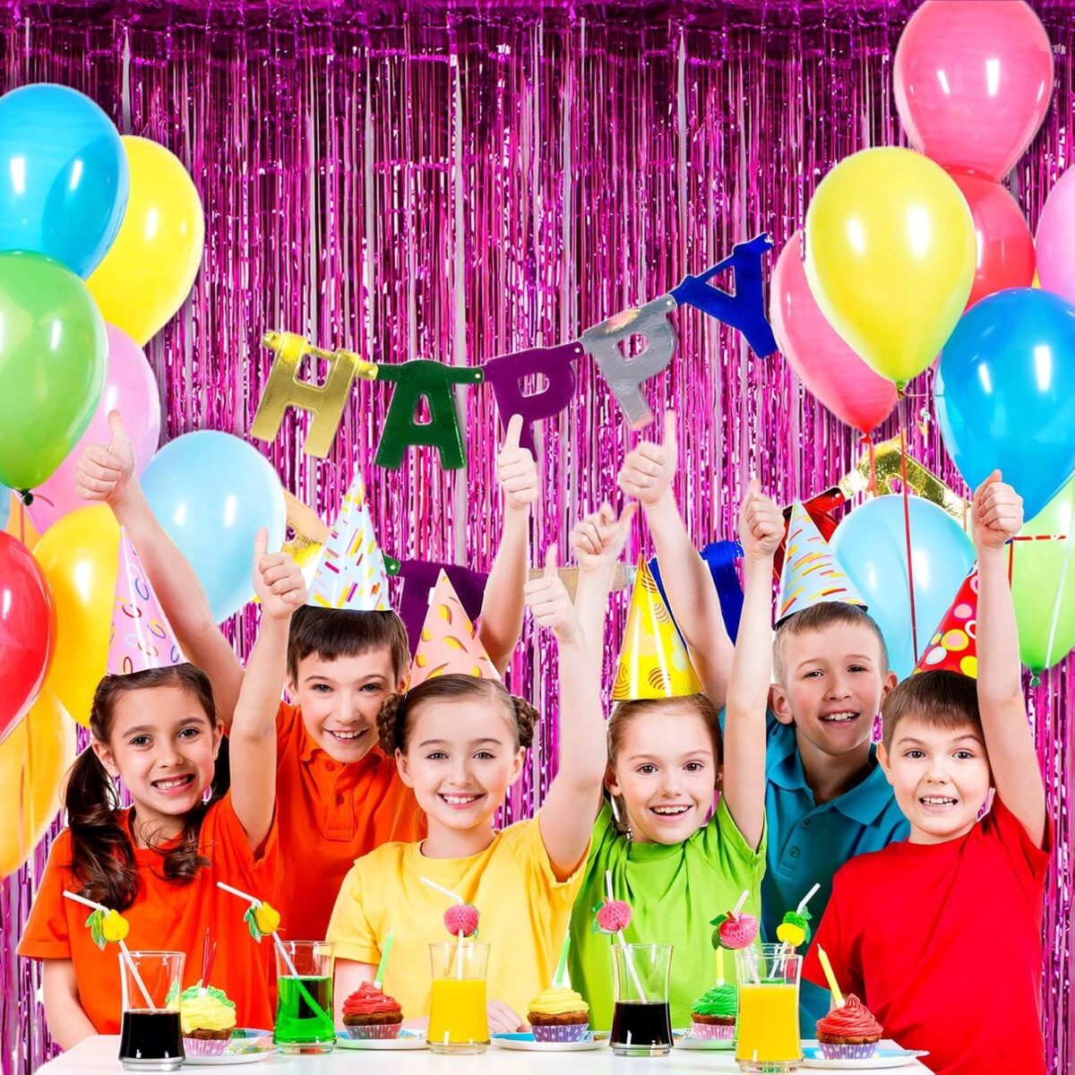 Perdea Franjurata, Embo, Model Decor Petrecere, pentru Fundal de Poze, Amenajare Colorata a Petrecerii, Dimensiune 100x200 cm, Roz Inchis - imagine 3