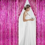 Perdea Franjurata, Embo, Model Decor Petrecere, pentru Fundal de Poze, Amenajare Colorata a Petrecerii, Dimensiune 100x200 cm, Roz Inchis - imagine 5