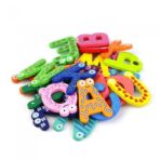 Set 26 Magneti de Frigider pentru Copii, Embo, Model Alfabet A-Z, Figurine Amuzante, din Lemn, Multicolor - imagine 2