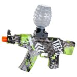 Mitraliera de jucarie electrica Embo cu bile de hidrogen de gel, gun bluster, tragere in rafala, varsta peste 6 ani, sageti cu ventuze de spuma, amortizor, ochelari de protectie,  5000 de bile incluse, cablu de incarcare, 28x31 cm, AK47, verde