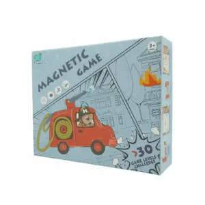 Joc educativ magnetic de interconectare, micul pompier, 15 nivele, 9 carti, pentru copii, +3 ani, multicolor
