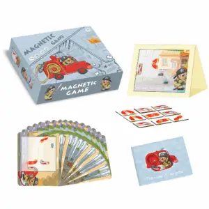Joc educativ magnetic de interconectare, micul pompier, 15 nivele, 9 carti, pentru copii, +3 ani, multicolor