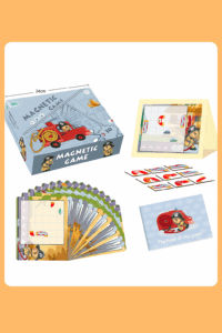 Joc educativ magnetic de interconectare, micul pompier, 15 nivele, 9 carti, pentru copii, +3 ani, multicolor - imagine 3