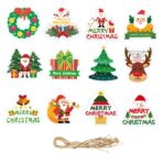 Set Decoratiuni de Craciun pentru Brad, Embo, Modele Variate, Sfoara Inclusa, 12 Piese, 5.5 x 6.5 cm, Model A, Multicolor