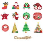 Set Decoratiuni de Craciun pentru Brad, Embo, Modele Variate, Sfoara Inclusa, 12 Piese, 6 x 7 cm, Model B, Multicolor