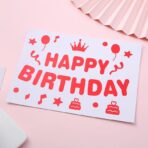 Sticker Autocolant pentru Baloane, Embo, Tematica Aniversare, Model Happy Birthday, 29x21 cm, Rosu - imagine 6