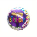 Set 3 Baloane din Folie Metalizata, Embo, Mini Figurina Rotunda, Model Happy Birthday, 45 cm, Ambalaj Individual, Pai inclus, Umflare cu Aer sau cu Heliu, Multicolor - imagine 2
