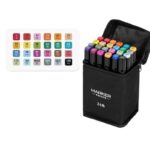 Set 24 Markere, Embo, pe Baza de Ulei, Dublu Capat, Subtire 1mm si Gros 6 mm, Geanta Depozitare, 15 cm, Multicolor