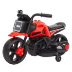 Motocicleta Electrica cu 2 Roti Mari si 2 Roti Ajutatoare, Embo, Acumulator Incarcare, Anti-Rasturnare, Lumini, Muzica, Motor:380, Baterie 6V4.5, 41.5x70x34 cm, 4.5 Kg, 3 Ani+, Rosu Negru - imagine 2
