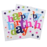 Set 10 Servetele de Masa, Embo, Colectia Happy Birthday, 32 x 32 cm, din Hartie, Multicolor