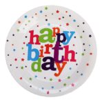 Set 6 Farfurii de Unica Folosinta, Embo, Colectia Happy Birthday, 23 cm, din Carton Laminat, Multicolor