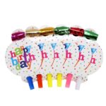 Set 6 Suflatori, Embo, Colectia Happy Birthday, 19 x 11 cm, din Carton/Plastic/Hartie, Multicolor