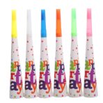 Set 6 Suflatori, Embo, Colectia Happy Birthday, 20 cm, din Carton, Multicolor